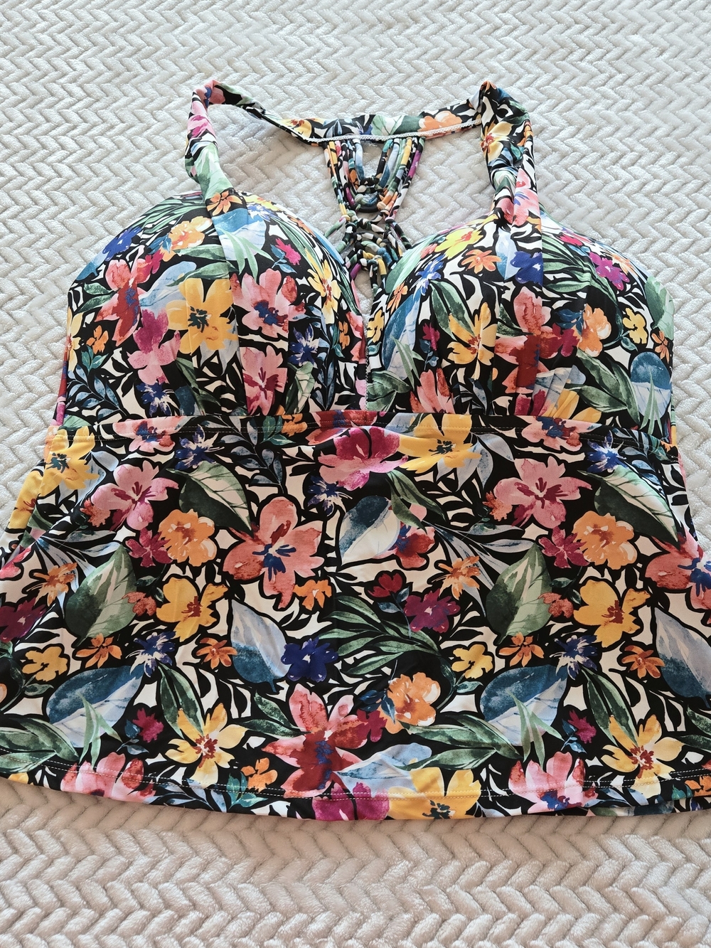 Tahiti Tankini Top Women's 2X Floral Halter Tank Top - Multicolor